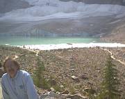 The lake and the glacier are receding, leaving this morraine... 